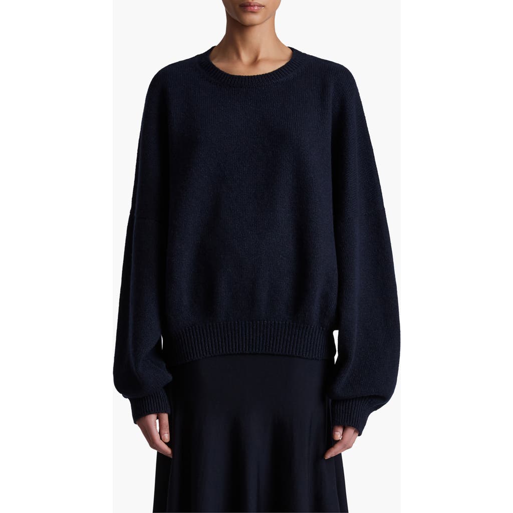Shop Khaite Marguax Cashmere Sweater In Midnight Navy