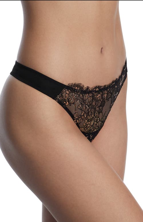 Skarlett Blue Entice Lace Front Thong In Black/rose Gold