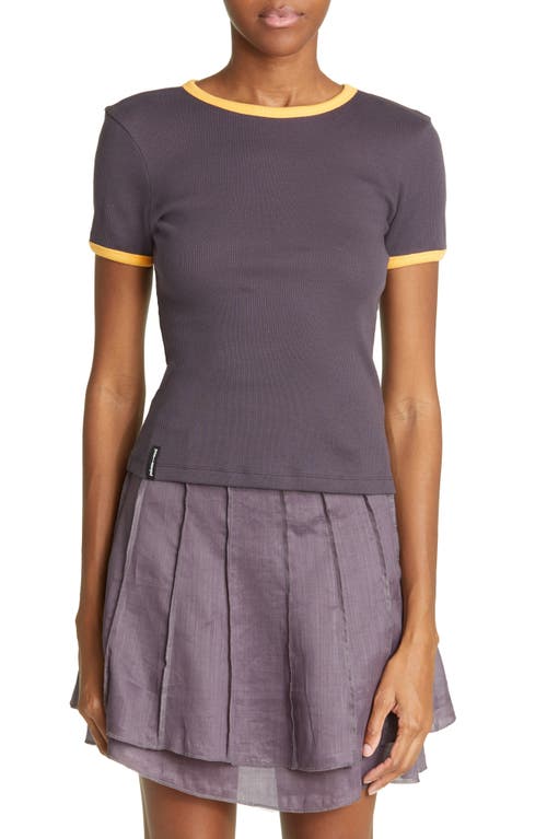 Paloma Wool Linx Contrast Organic Cotton Rib T-Shirt Grey at Nordstrom,