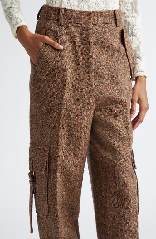 Shop Zimmermann Illustration Tweed Straight Leg Cargo Pants In Brown Multi