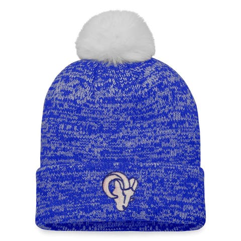 Women's New Era Blue Detroit Lions Luxe Cuffed Knit Hat with Pom