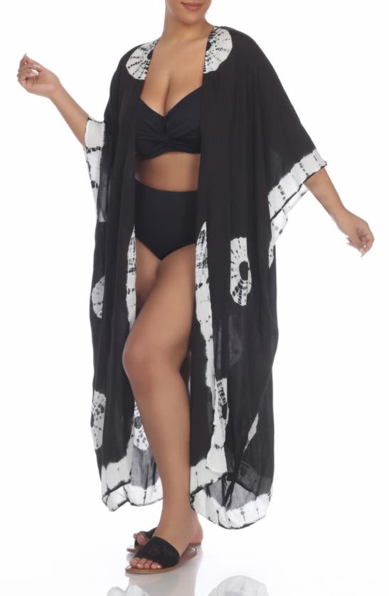 Shop Boho Me Tie Dye Cover-up Kaftan In Black Td