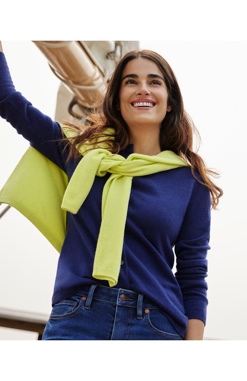 Lands' End Cashmere Cardigan Sweater In Deep Sea Navy