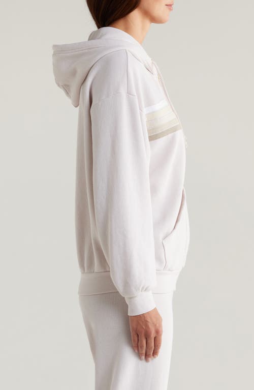 Aviator Nation 5-stripe Zip Hoodie In Dove Grey/white Grey