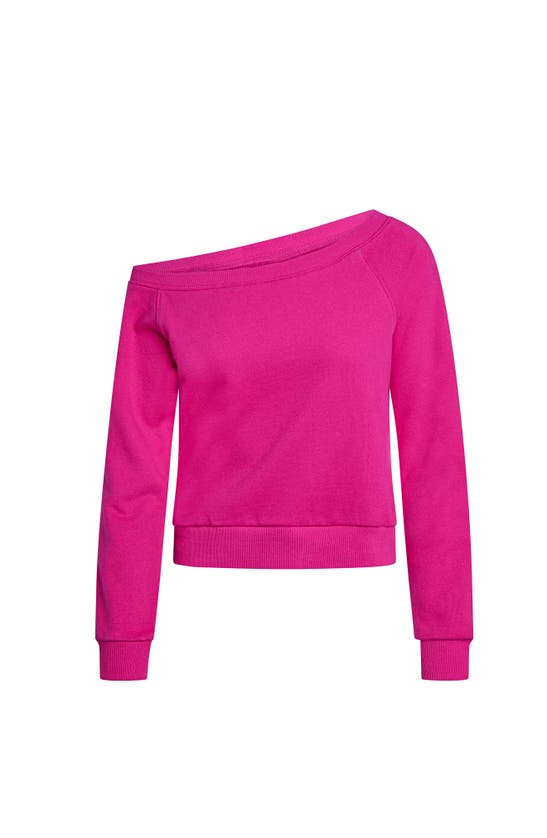 Shop Electric Yoga Off Shoulder Sweatshirt In Pink Yarrow