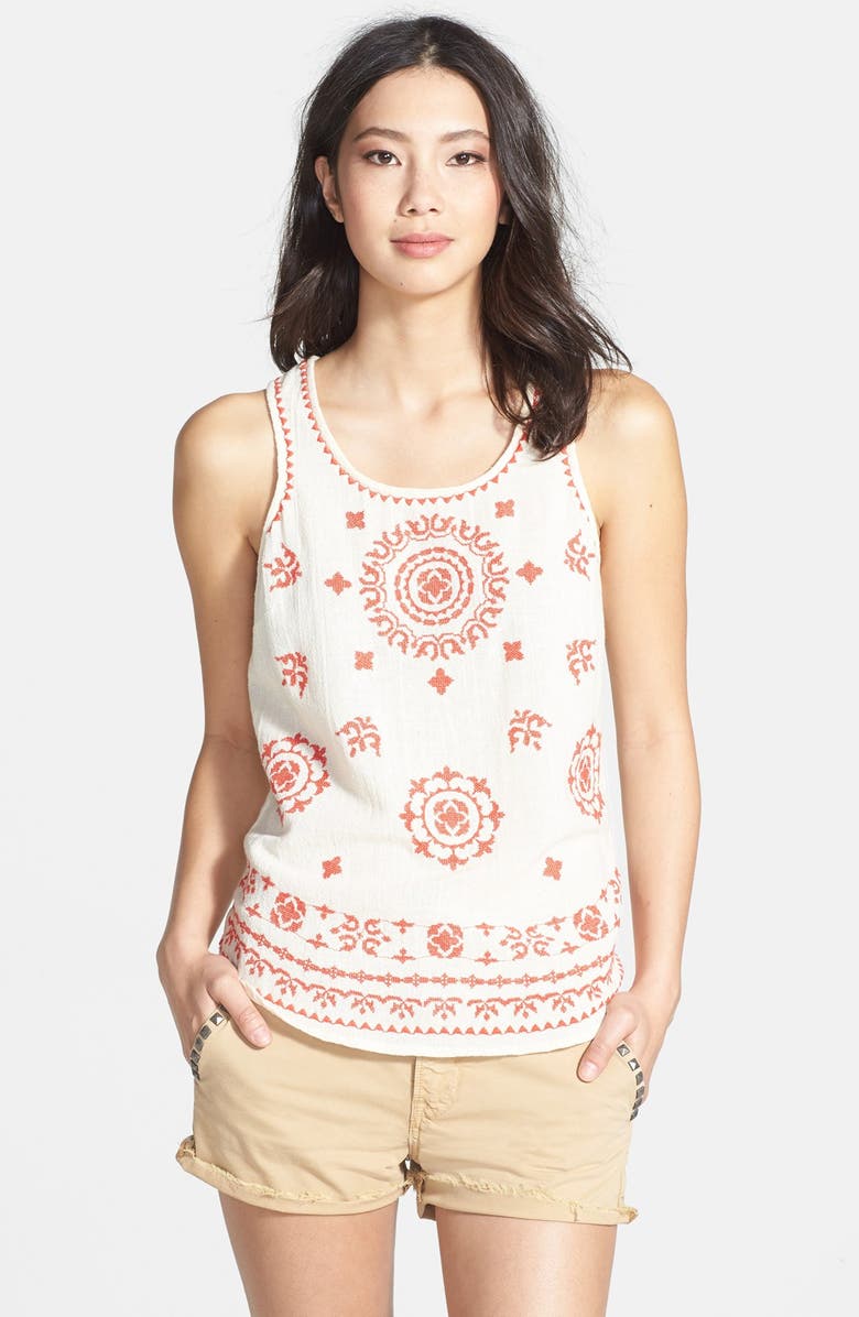 Lucky Brand 'Pacifica' Embroidered Cotton Tank | Nordstrom