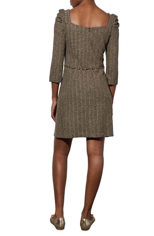 Shop Ming Wang Metallic Tweed Sheath Dress In Black/gold