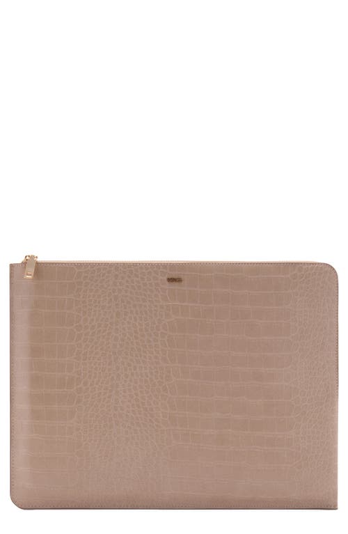 Shop Mango Croc Embossed Faux Leather Laptop Case In Sand