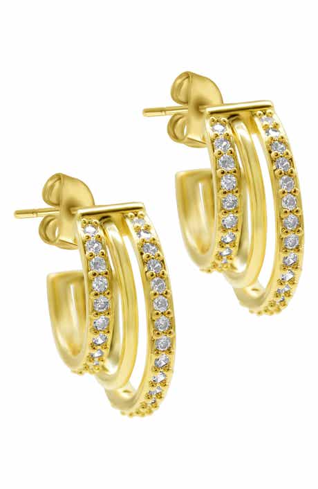 Adornia 14K Yellow Gold Plated Swarovski Crystal Snake Stud