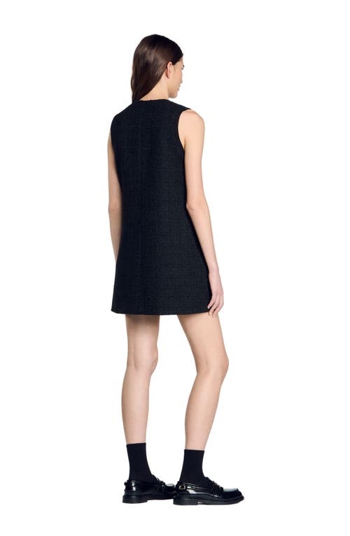 Sandro Embossed-buttons Dress In Black