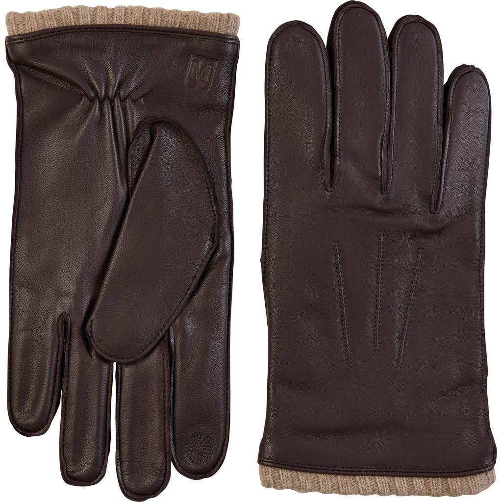 Bruno Magli Touch Tech Cashmere Lined Leather Gloves In Brown