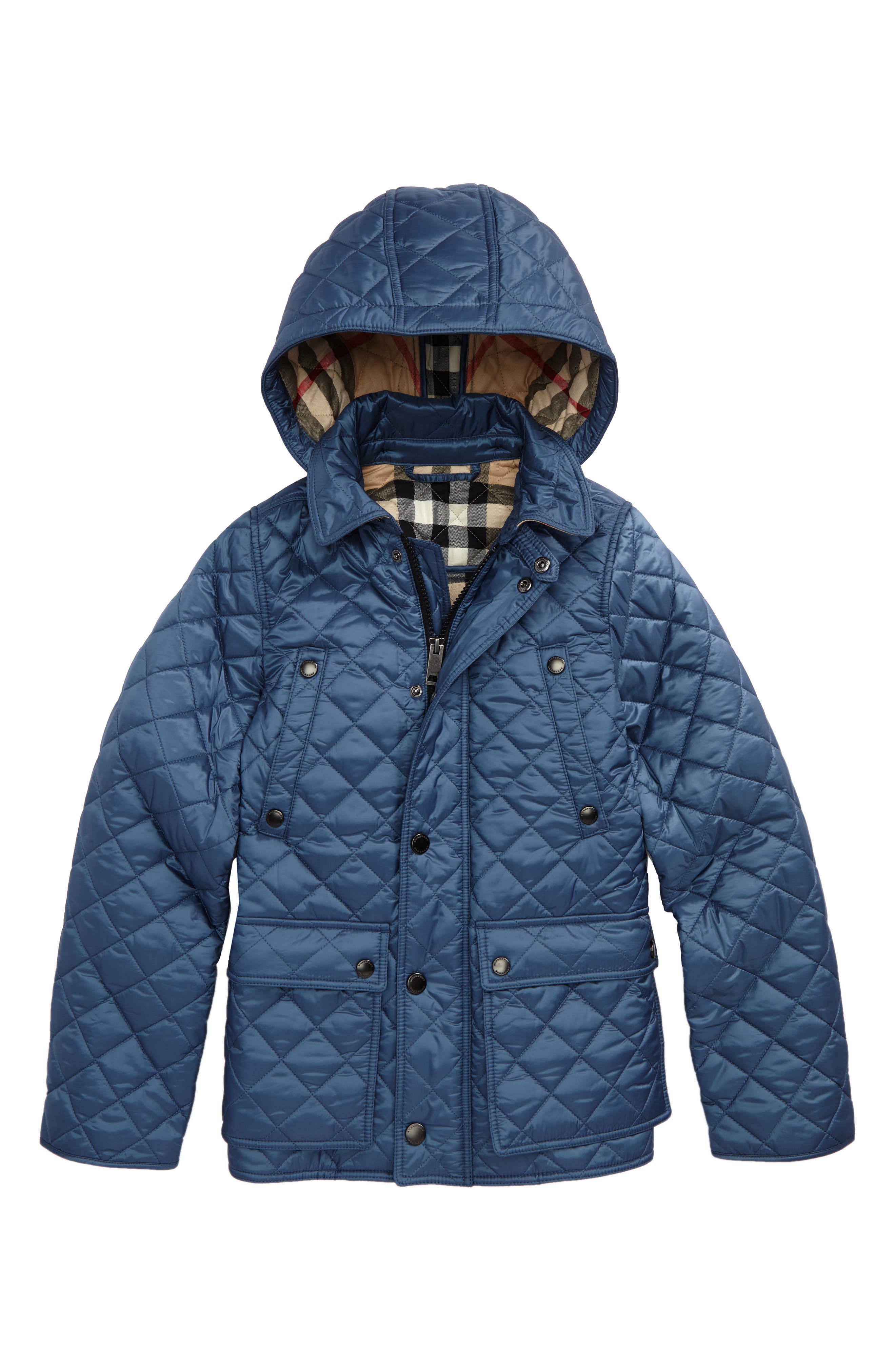 burberry boys quilted hooded jacket