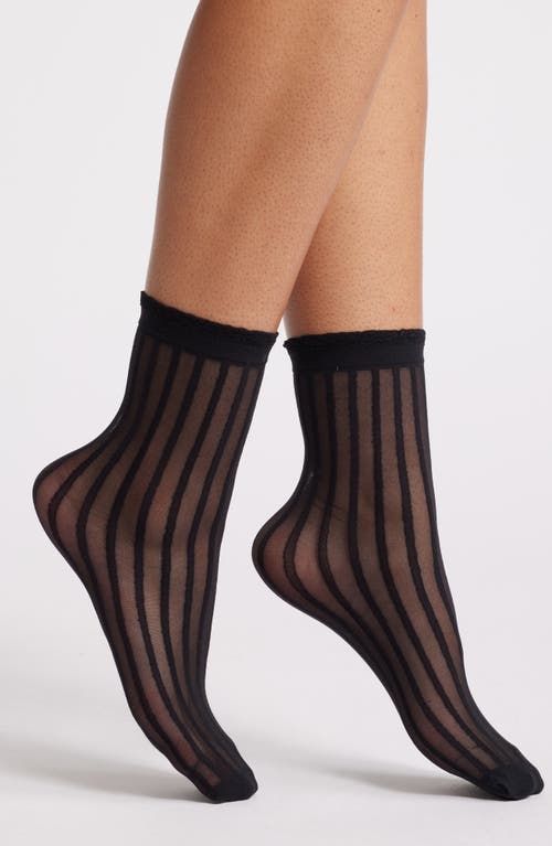 Shop Nordstrom Sheer Stripe Ankle Socks In Black