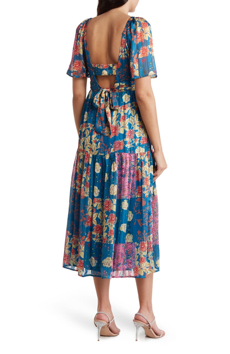 Adelyn Rae Floral Flutter Sleeve Pleated Midi Dress | Nordstromrack