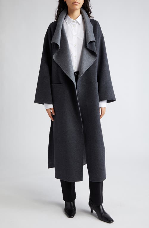 Oversize Signature Two-Tone Wool & Cashmere Coat in Dark Grey Melange