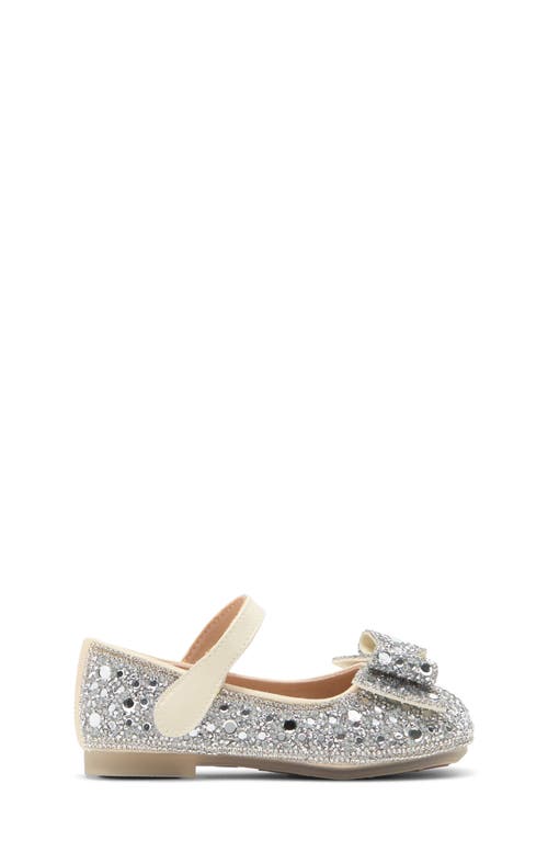 Shop Doe A Dear Kids' Embellished Mary Jane Flat In Beige/silver