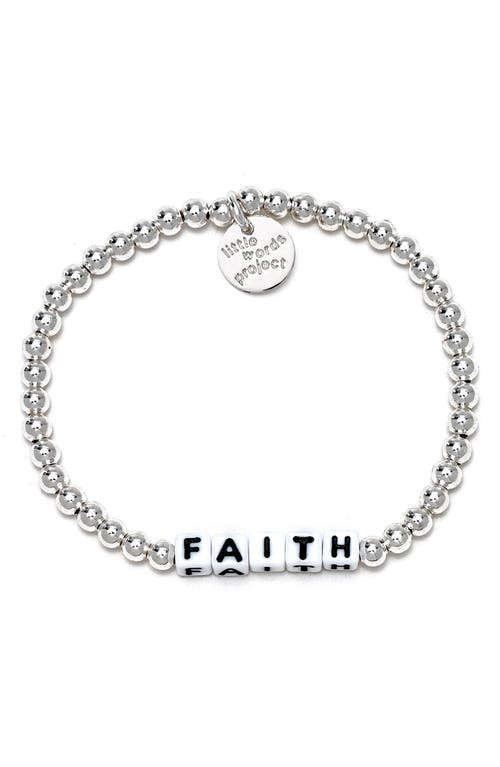 Little Words Project Faith Beaded Stretch Bracelet in All Silver Filled