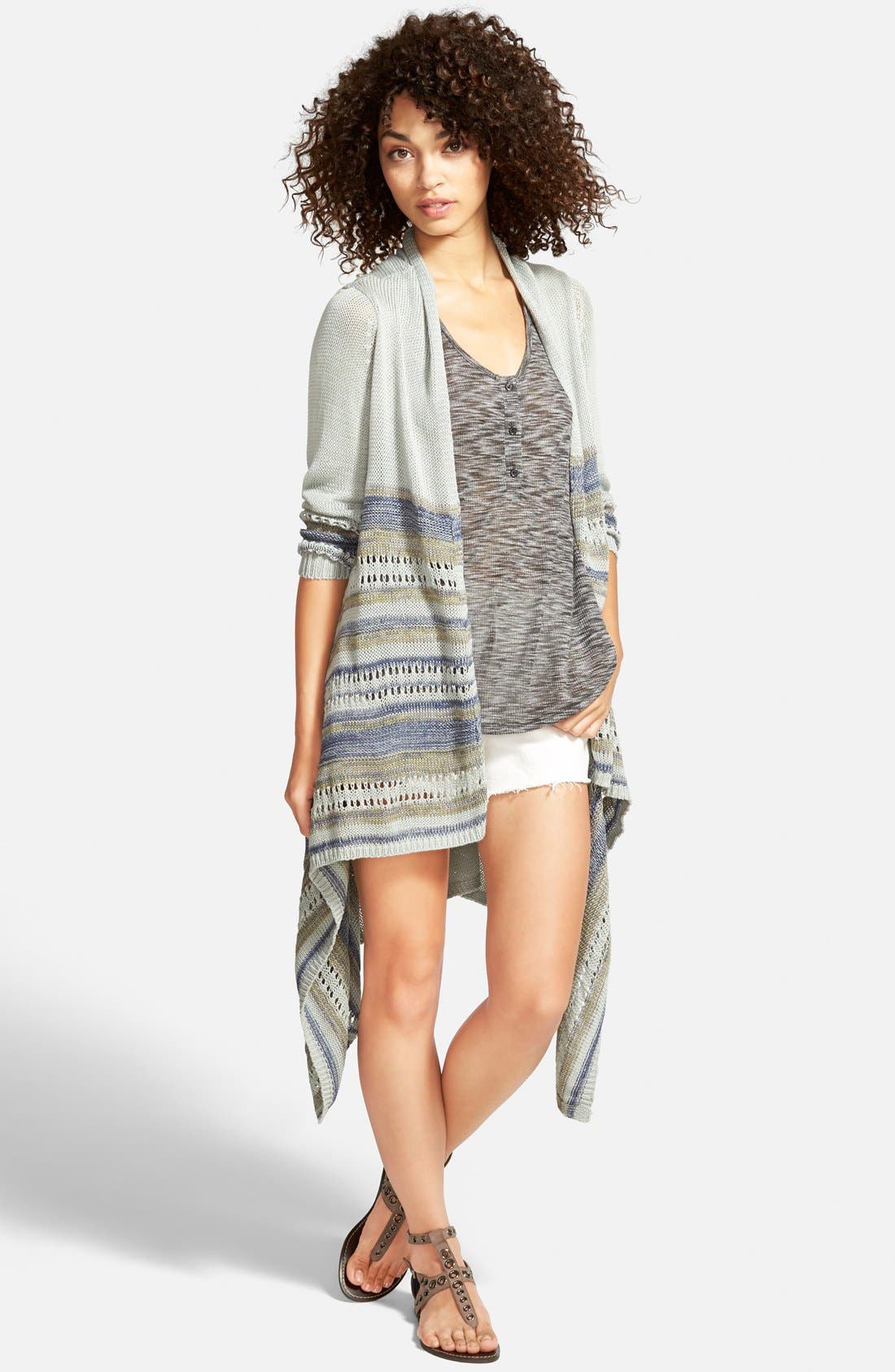 Sun & Shadow Marled Stripe Blanket Cardigan (Juniors) Nordstrom