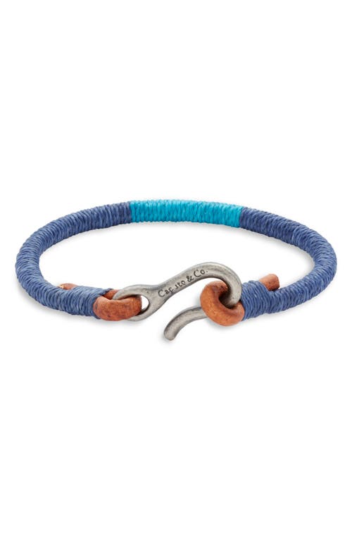 Men's Hand Wrapped Leather Bracelet in Blue Combo