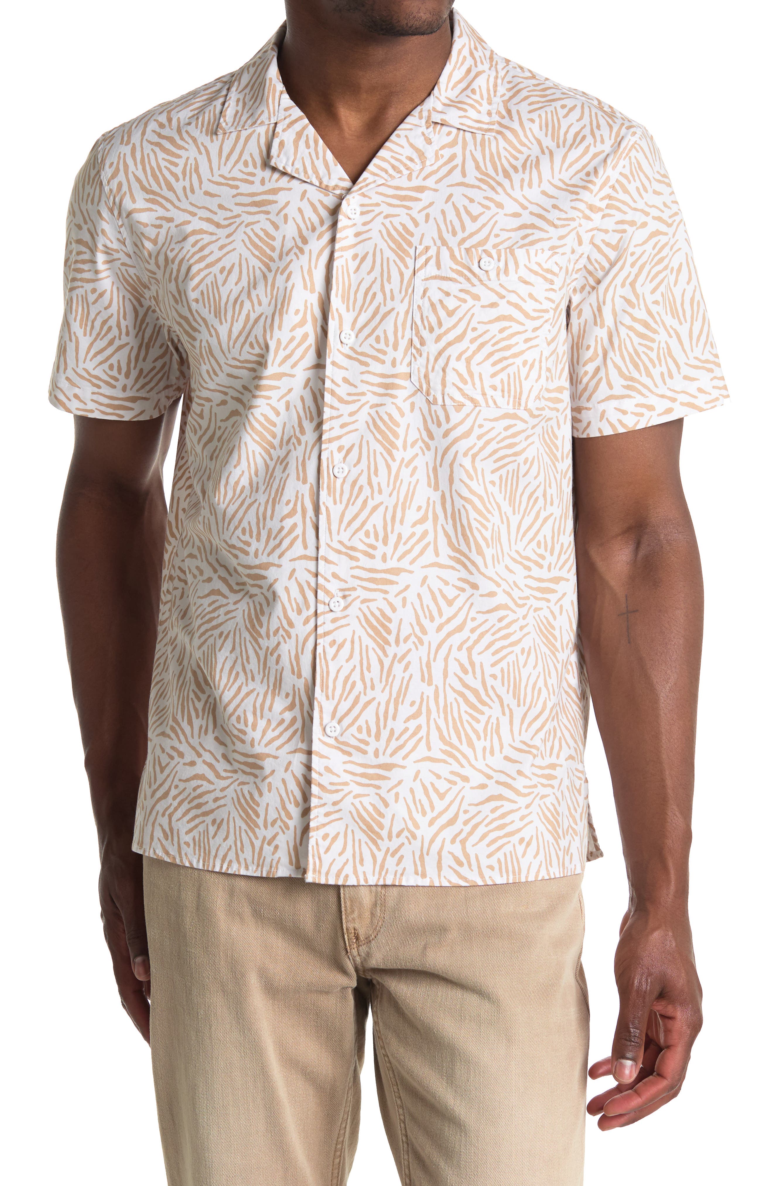 Abound Printed Short Sleeve Regular Fit Camp Shirt In White Abstract Marks
