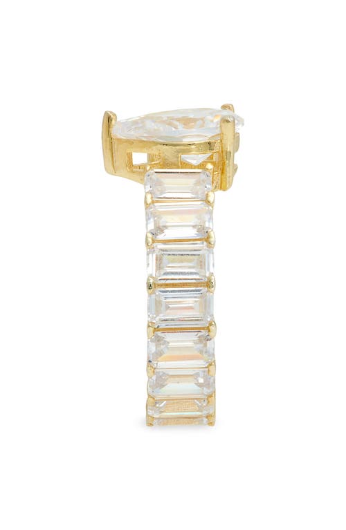 Shymi Pear & Emerald Cut Cubic Zirconia Eternity Ring In Gold/white