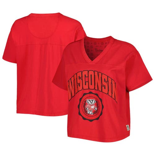 Women's Pressbox Red Wisconsin Badgers Sycamore Edith Waist-Length V-Neck T-Shirt