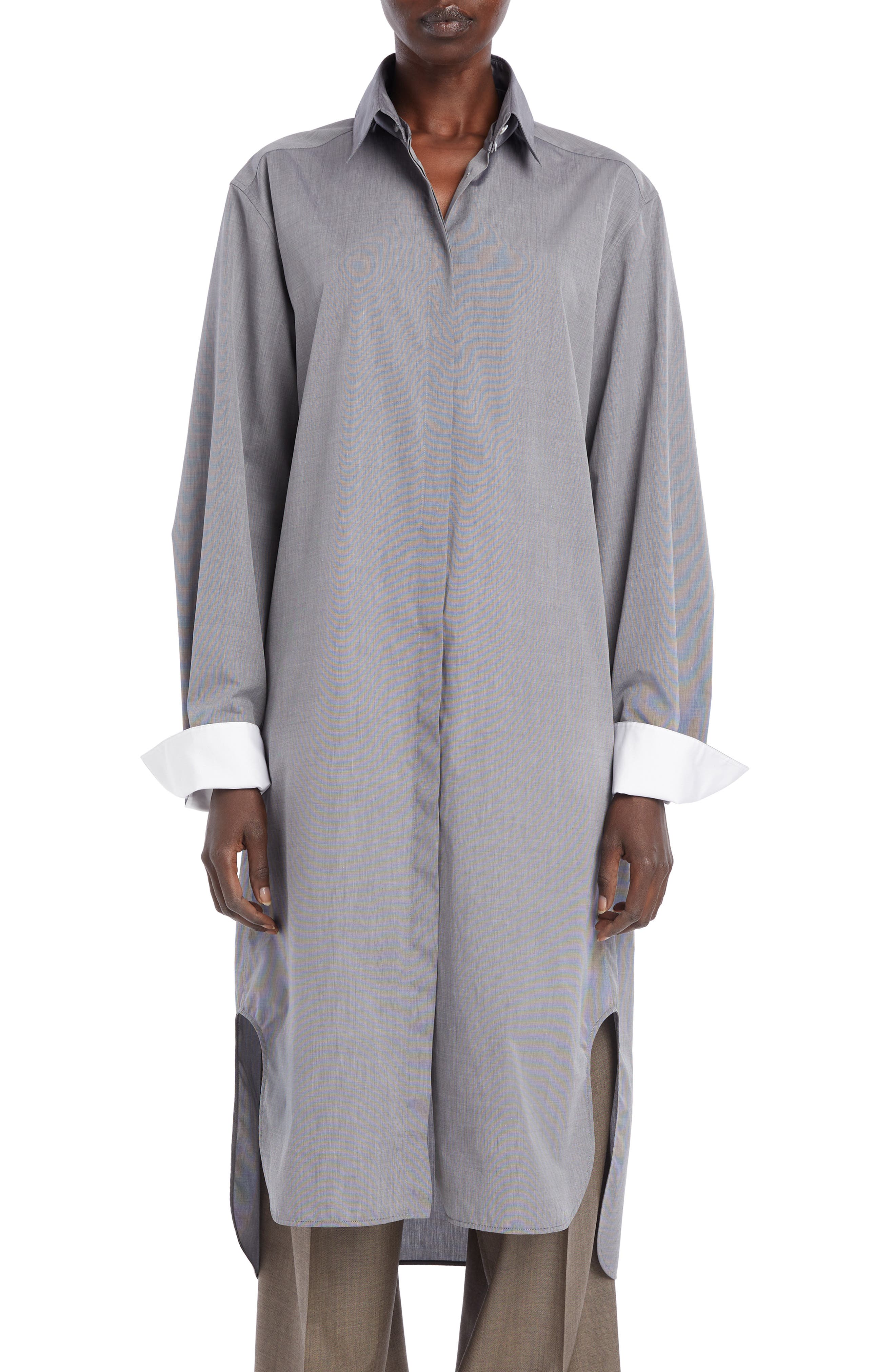 The Row Sarasota Oversize Cotton Shirtdress in Grey | Smart Closet
