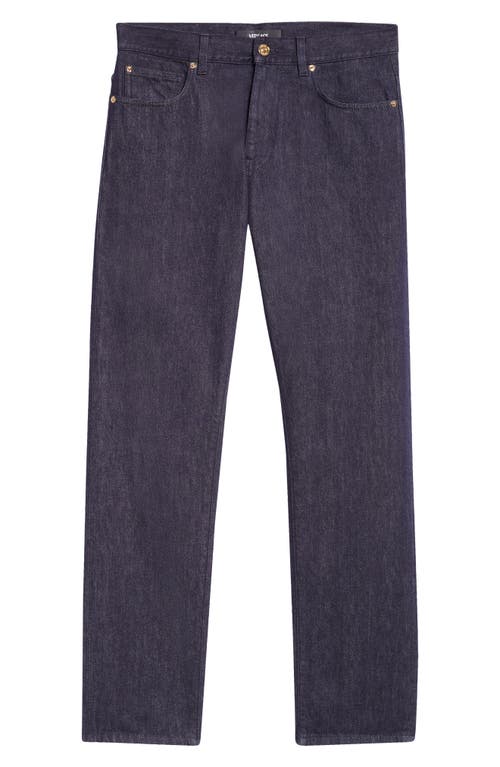 Shop Versace Reactive Straight Leg Jeans In Dark Blue