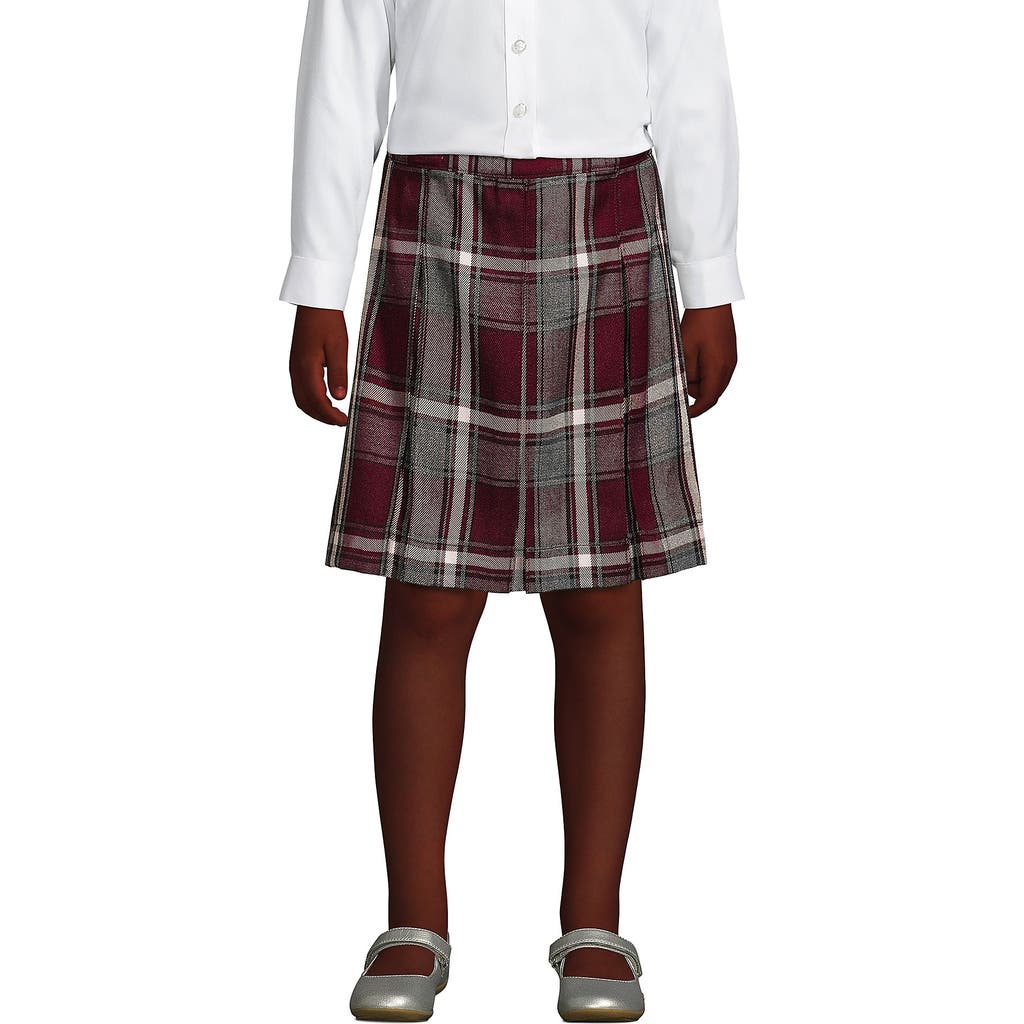 LANDS' END LANDS' END SCHOOL UNIFORM GIRLS PLAID BOX PLEAT SKIRT TOP OF THE KNEE