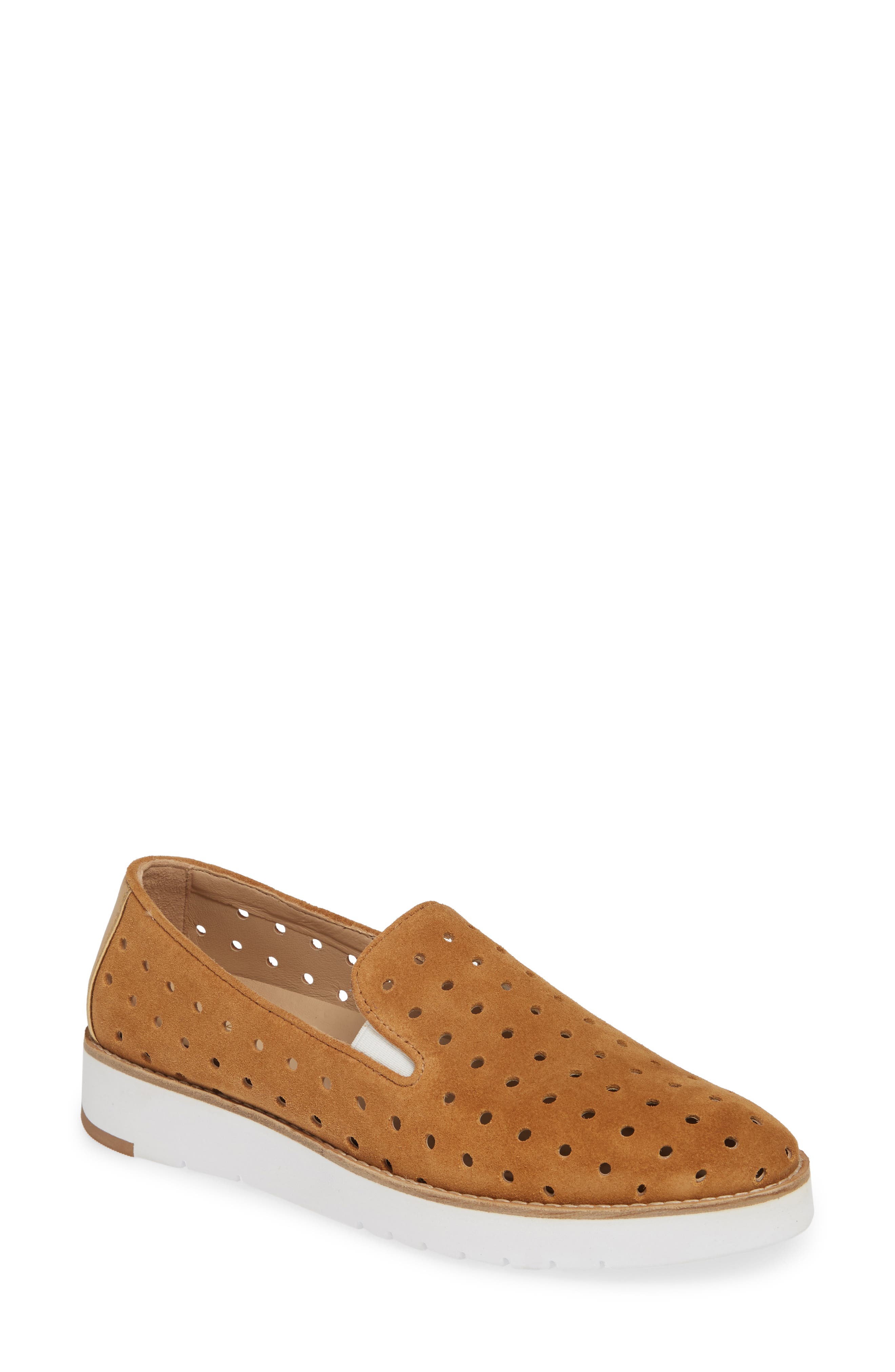Johnston & Murphy Penelope Perforated Slip-On Sneaker, Brown