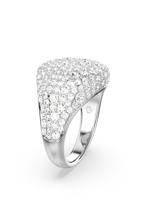 Swarovski White, Rhodium Plated Meteora Cocktail Ring In Silver