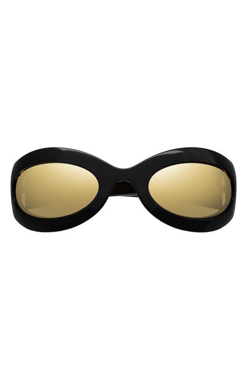 Gucci 60mm Oval Sunglasses in Black/Gold