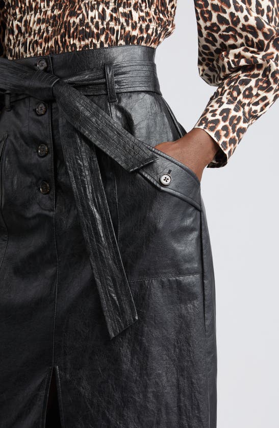 Rails Edem Crinkled Faux Leather Midi Skirt In Black