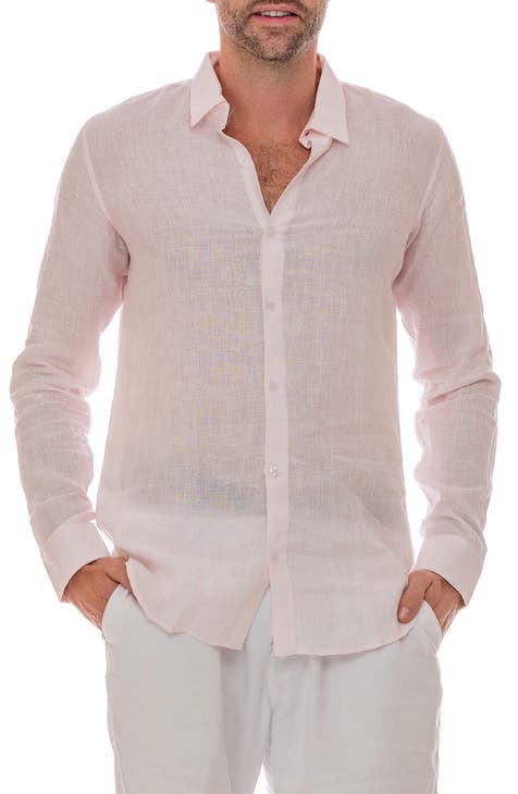 Buy Men's Trig Soft Pink Linen Shirt Online