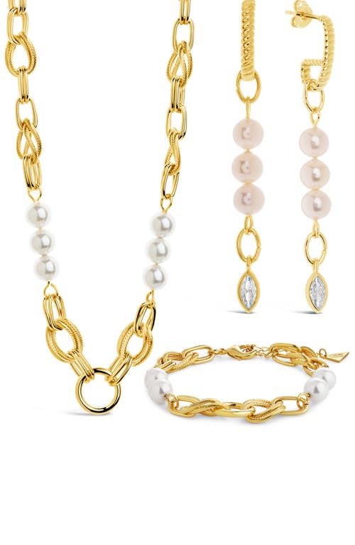 Shop Sterling Forever Ivanna Earrings, Bracelet & Necklace Set In Gold