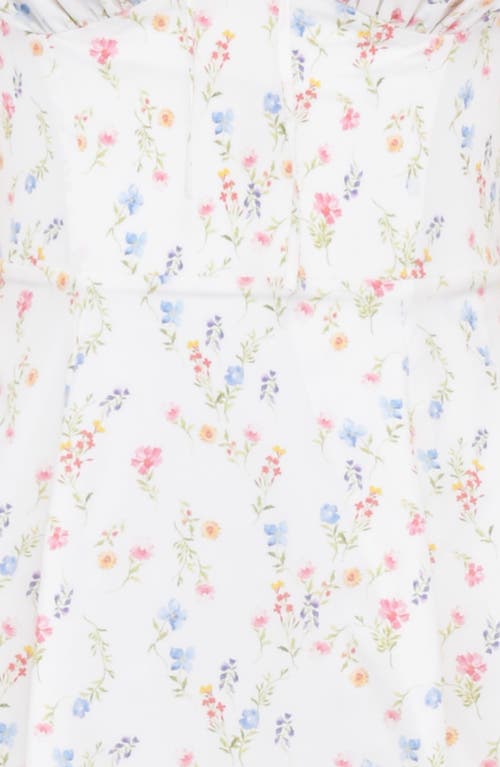 House Of Cb Womens White Floral Tallulah Floral-print Cotton-blend Midi Dress In White/pink Floral Print