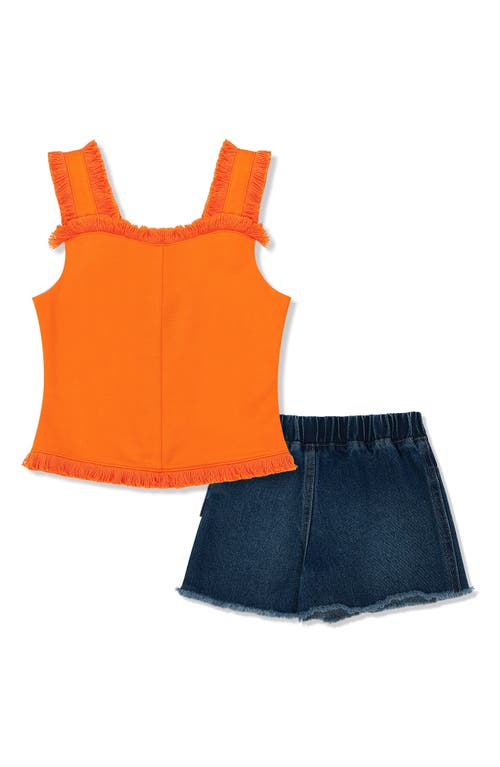 Habitual Kids Kids' Fringe Tank & Denim Shorts Set Orange at Nordstrom,