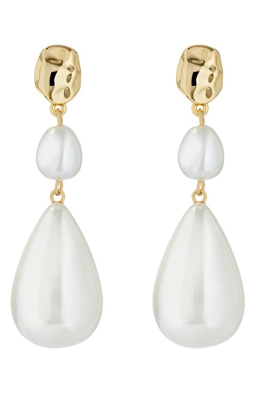 Inelies Imitation Pearl Drop Earrings in Gold Tone/Pearl