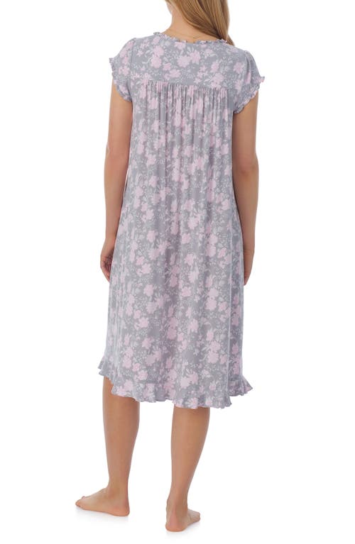 Shop Eileen West Waltz Floral Cap Sleeve Nightgown In Grey/pink Floral