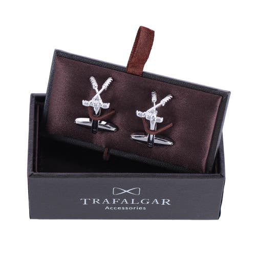 Trafalgar Hole In One Golf Clubs Novelty Cufflinks In Silver