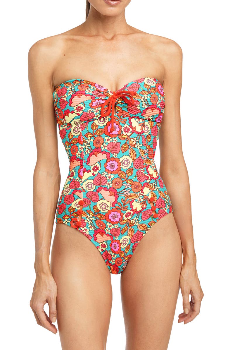 Robin Piccone Bibi Strapless One-Piece Swimsuit, Main, color, 