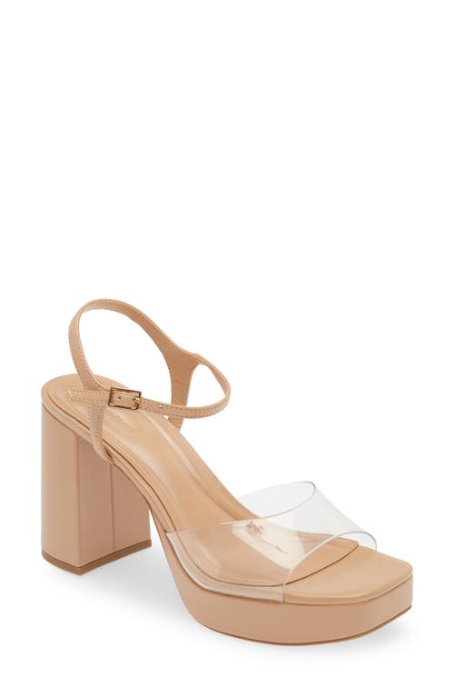 Shop Open Edit Whitney Block Heel Sandal In Beige Clear