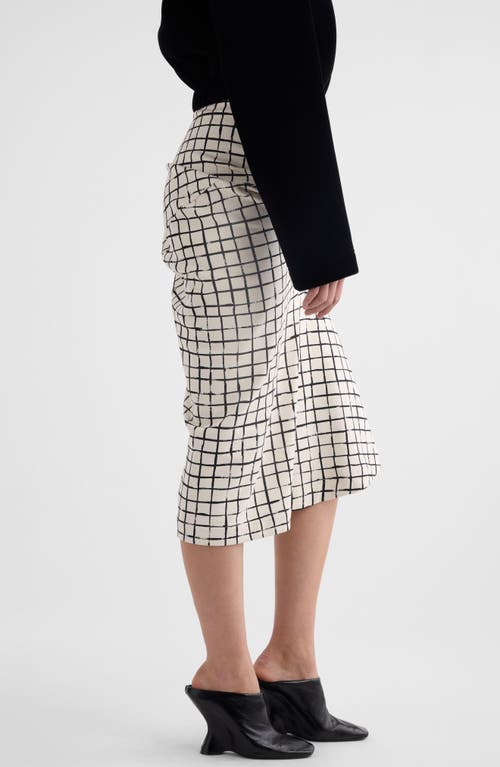 Shop Dries Van Noten Harens Grid Print Asymmetric Cotton Skirt In White