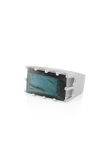 Dean Davidson Baguette-cut Simulated Labradorite Castle Ring In Labradorite/silver