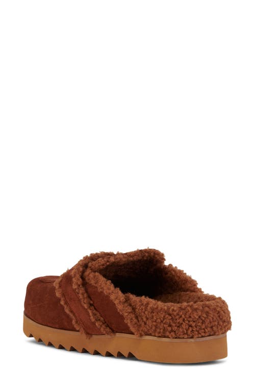 Shop Azalea Wang Simah Faux Shearling Lined Mule In Chestnut