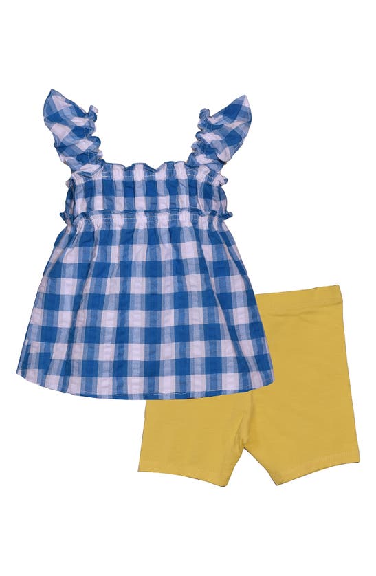 Shop Bonnie Jean Bee Appliqué Gingham Top & Shorts Set In Blue