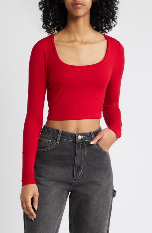 PacSun Kelly Long Sleeve Crop Top in Red 