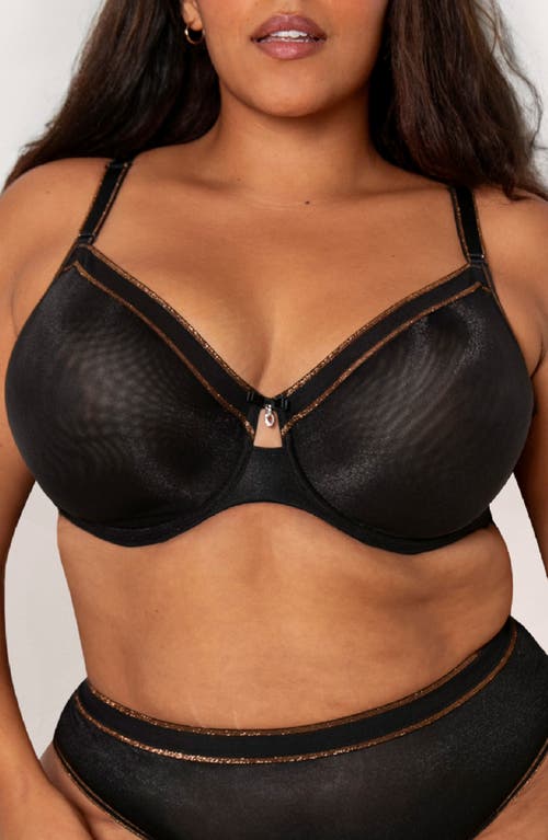 Shop Curvy Couture Shimmer Unlined Underwire Bra In Black Hue Shimmer