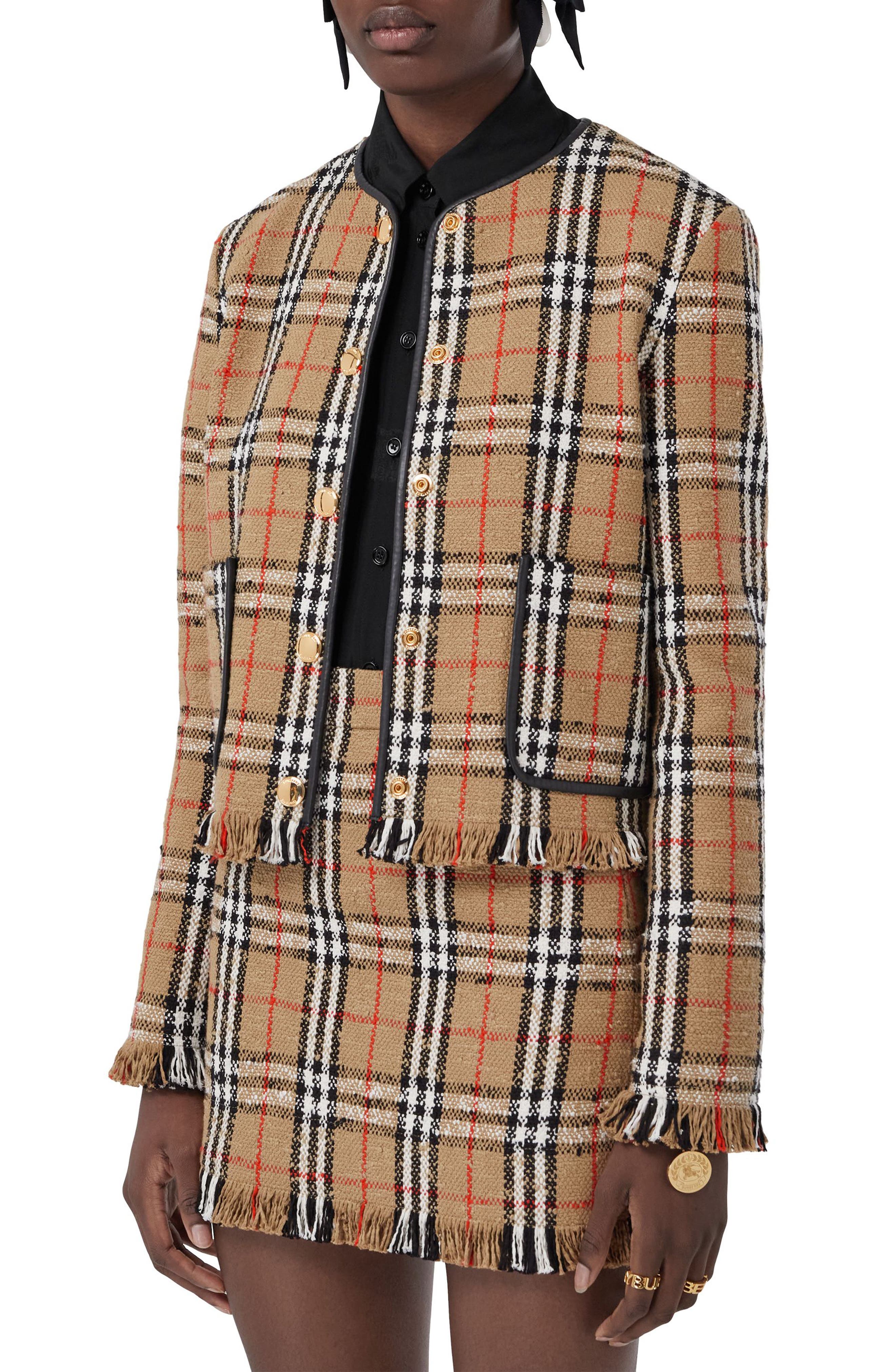 正規販売店】【正規販売店】DKNY Check Pattern Soutien Collar Coat ...