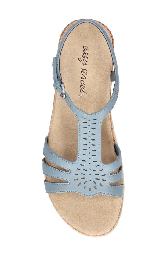 Easy Street Dorinda Womens Faux Leather T-bar Espadrilles In Blue